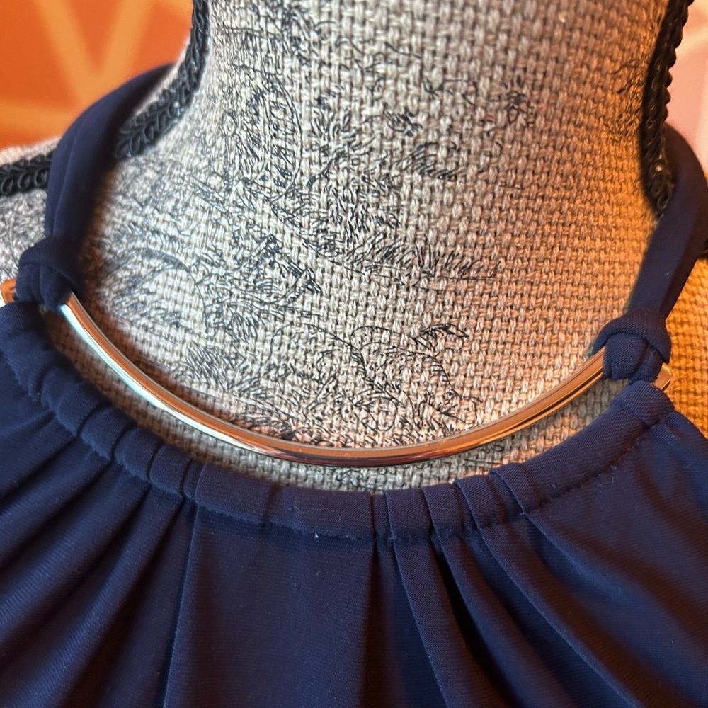 White House Black Market navy halter top. - Picture 8 of 9
